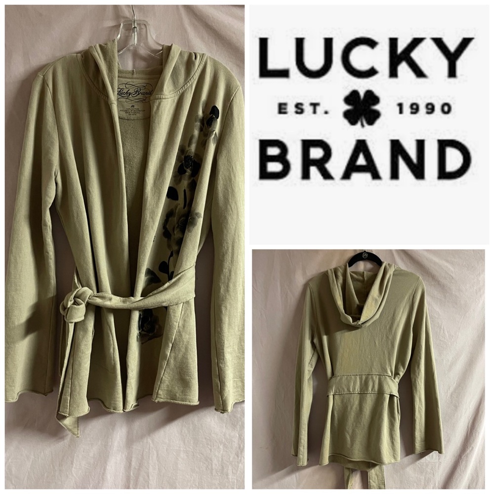 LUCKY BRAND FLORAL EMBELLISHED HOODIE